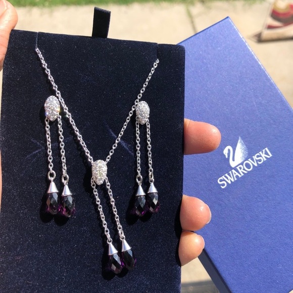 Swarovski amethyst drop earrings - Picture 12 of 13